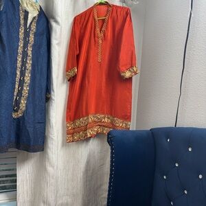 Elegant Orange Kurta with Gold Accents